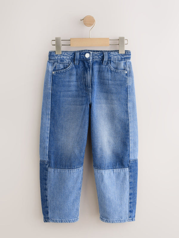 Mid Blue Denim Barrel Patched Jeans (3-16yrs)