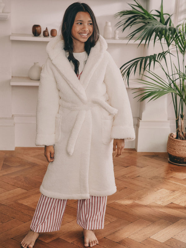Cream Teddy Fleece Longer Length Dressing Gown (5-16yrs)