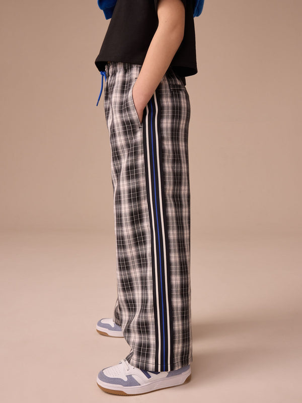 Black/White Wide Leg Check Trousers (3-16yrs)