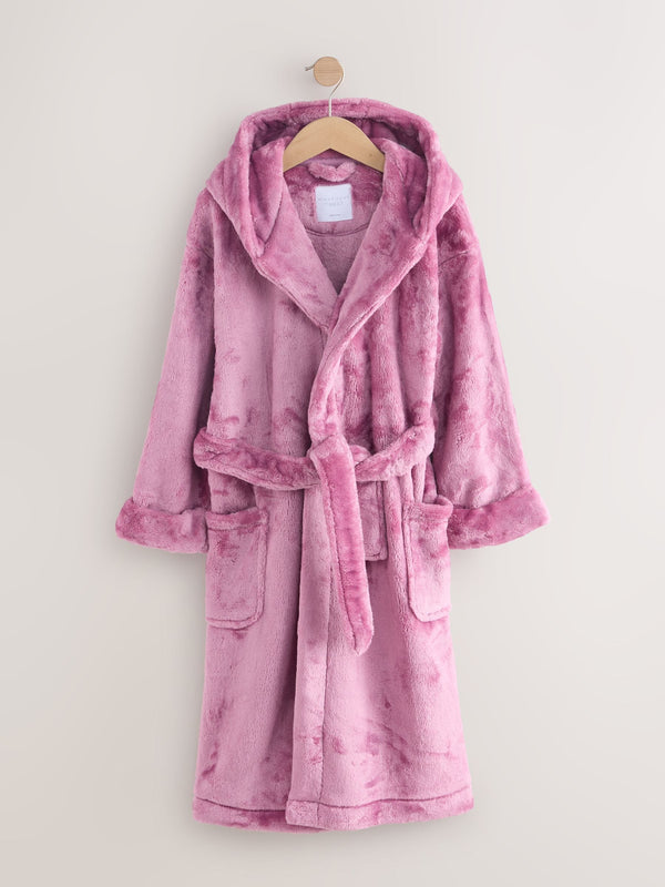 Mauve Soft Touch Fleece Longer Length Dressing Gown (7-16yrs)