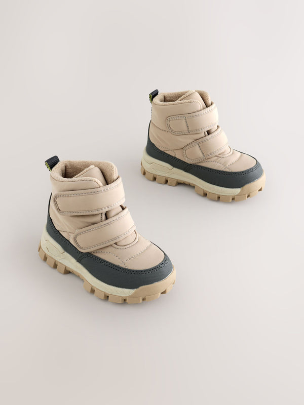 Neutral Quilted Touch Fastening Boots