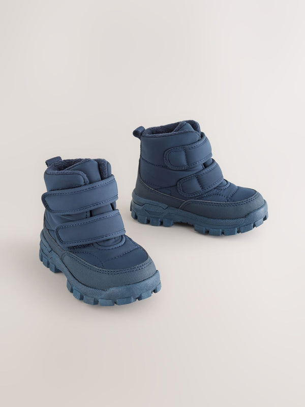 Blue Navy Quilted Touch Fastening Boots