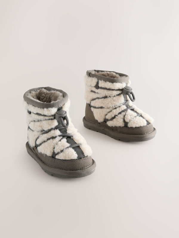 Grey Warm Lined Suede Boots