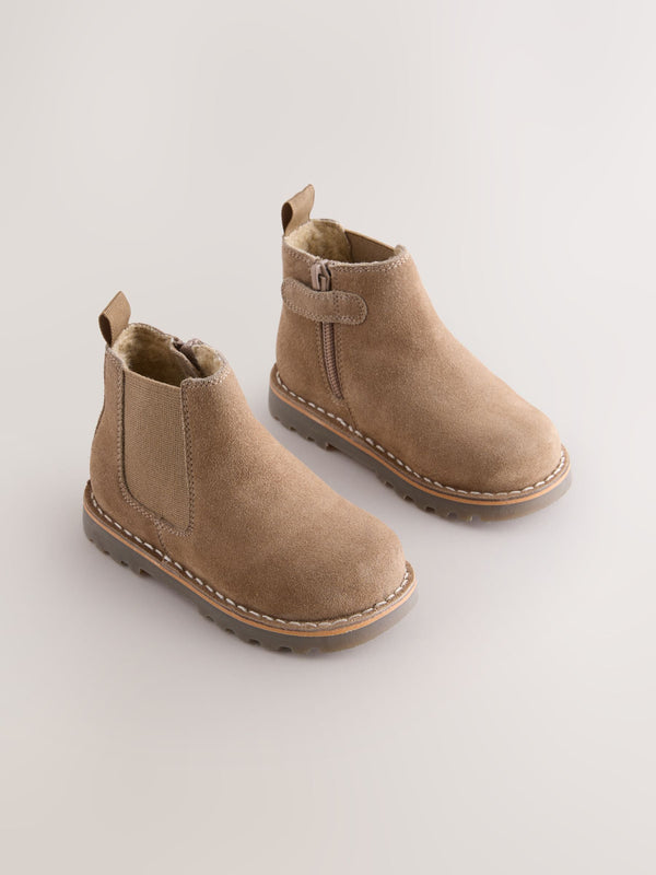 Neutral Brown Wide Fit (G) Suede Chelsea Boots