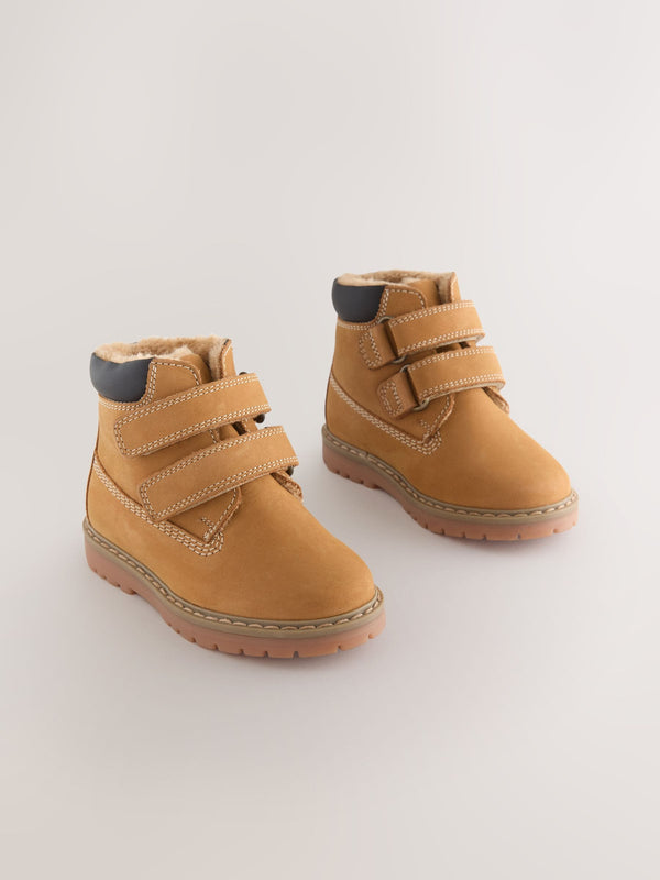 Tan Brown Wide Fit (G) Leather Thermal Thinsulate™ Lined Touch Fastening Work Boots