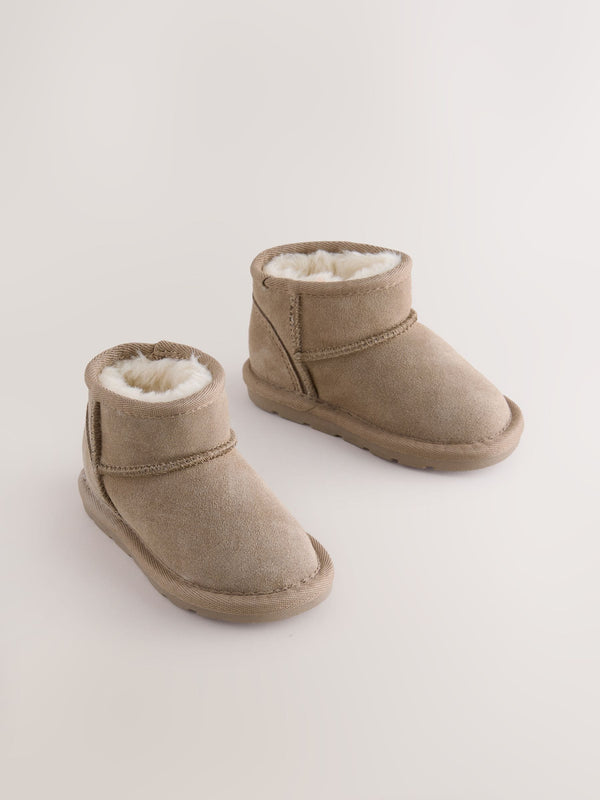 Taupe Brown Warm Lined Suede Boots