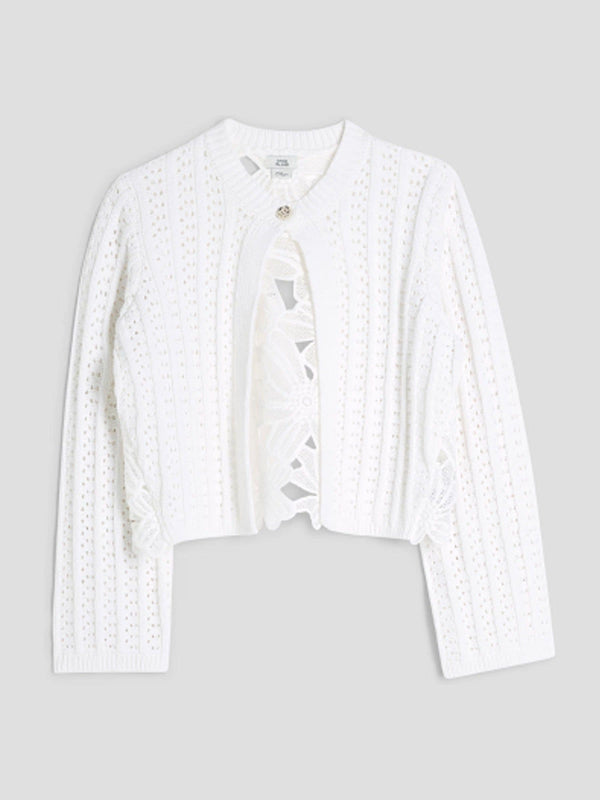 River Island White Lace Back Cardigan