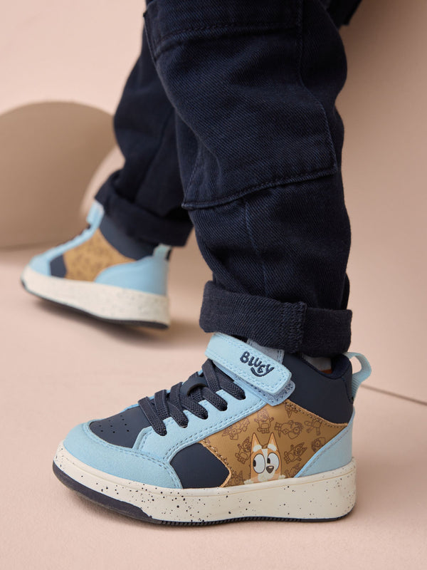 Navy Bluey Wide Fit (G) Touch Fastening Elastic Lace Hi Top Trainers