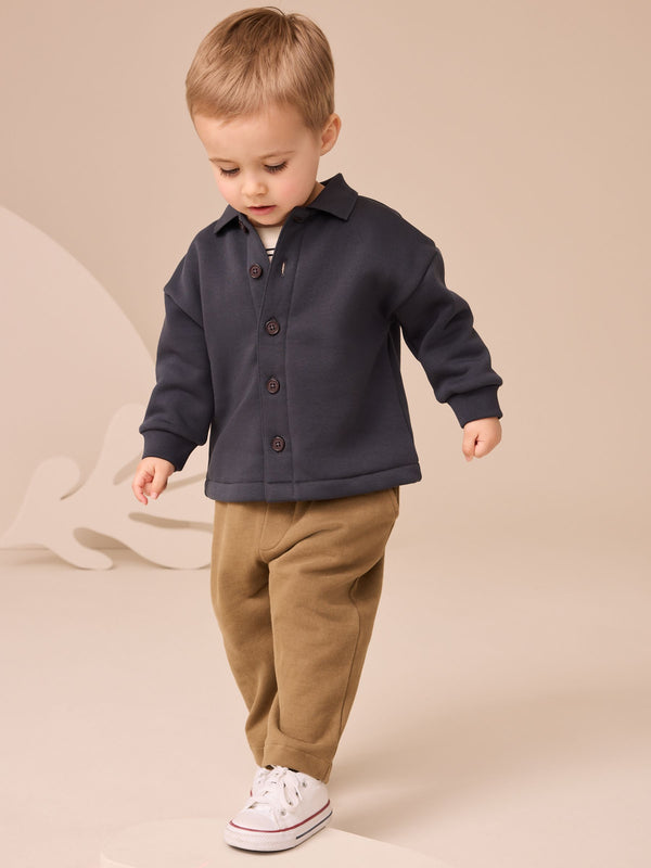Navy Blue And Tan T-Shirt And Joggers 3 Piece Set (3mths-7yrs)