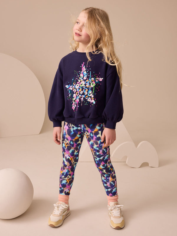 Navy Sequin Star Sweatshirt And Leggings Set (3-16yrs)
