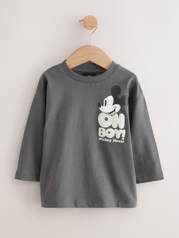 Charcoal Grey Mickey Mouse Long Sleeve T-Shirt (3mths-8yrs)
