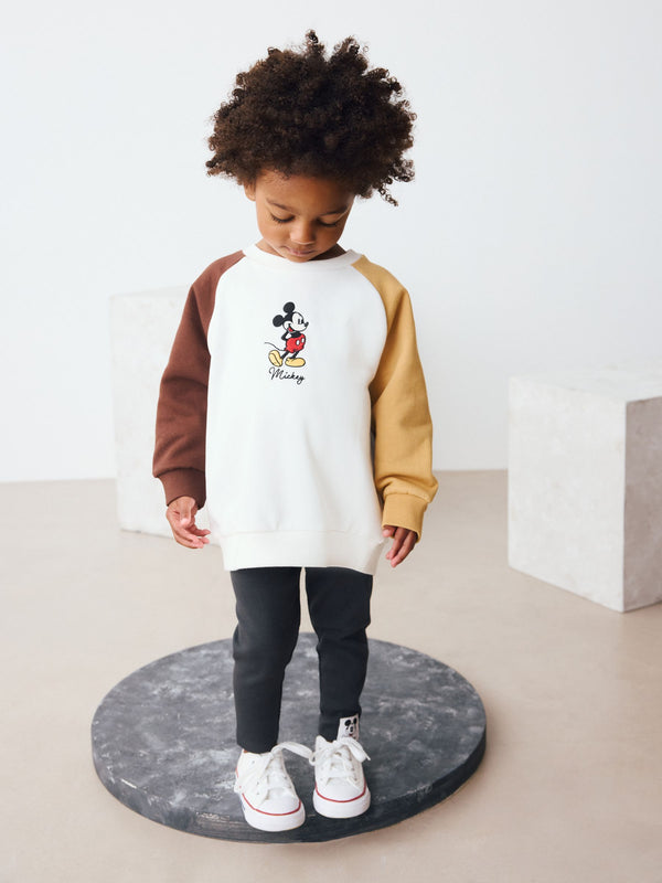 Ecru/Brown Mickey Mouse Crew Sweatshirt and Leggings Set (3mths-8yrs)