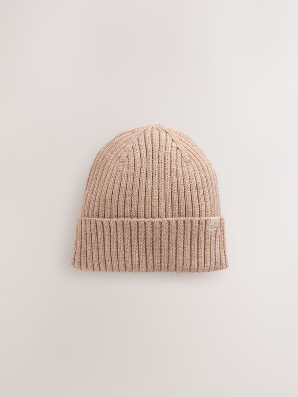 Neutral Beige Knitted Beanie Hat (1-16yrs)