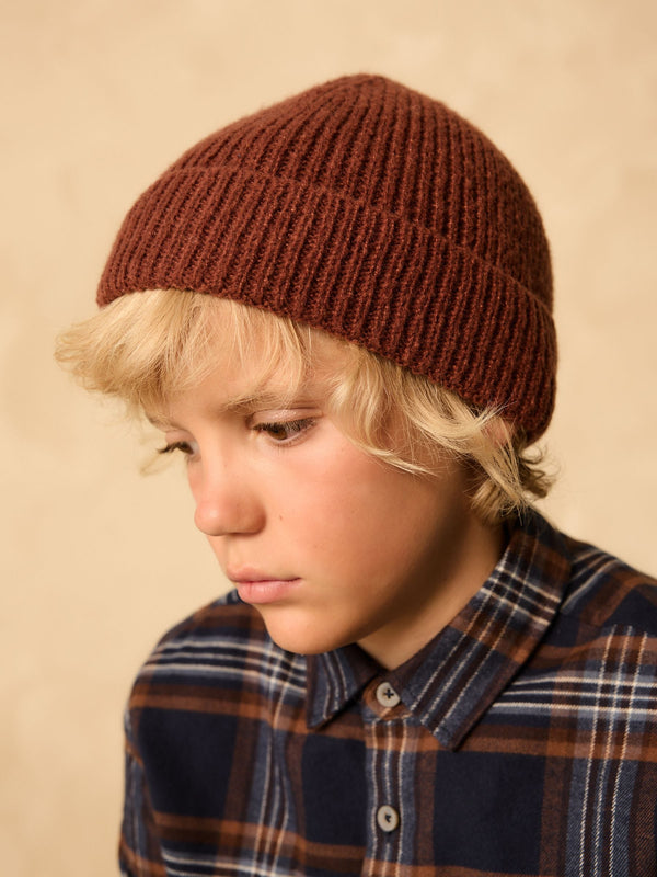 Rust Red Chunky Knit Beanie Hat (1-16yrs)