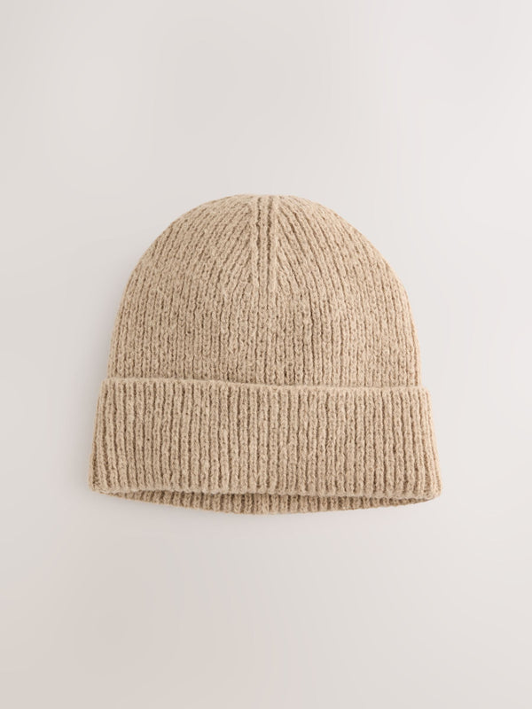 Neutral Chunky Knit Beanie Hat (1-16yrs)