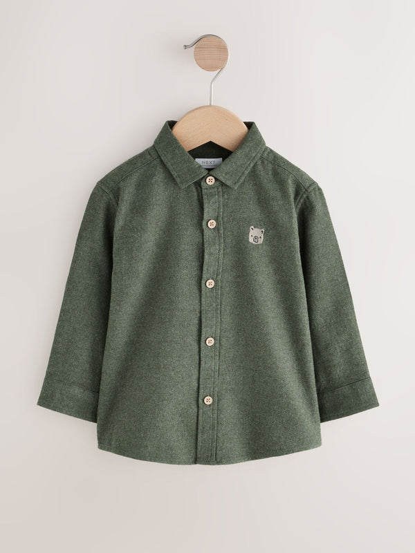 Green Long Sleeve Melange Character Shirt (3mths-7yrs)
