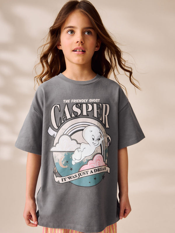 Grey Casper the Ghost Oversized License Graphic Print 100% Cotton T-Shirt (3-16yrs)
