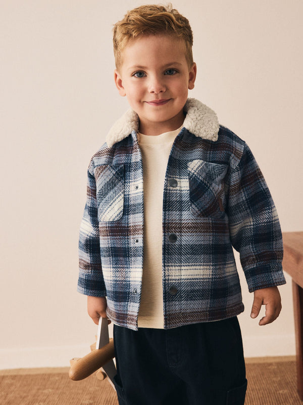 Blue Borg Lined Check Shacket (3mths-7yrs)