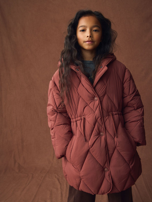 Rust Brown Shower Resistant Skirted Duvet Coat (3-16yrs)