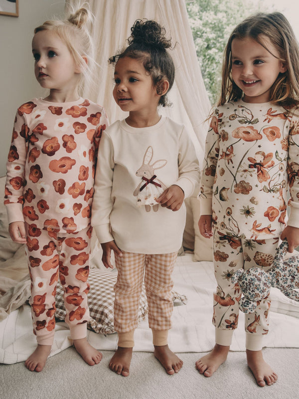 Pink/Cream Bunny Applique Snuggle Pyjamas 3 Pack (9mths-9yrs)