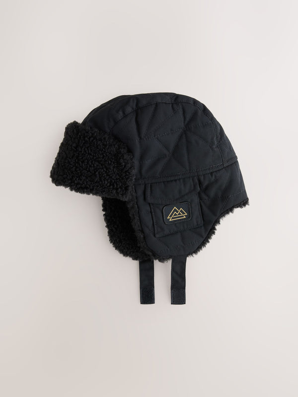 Black Quilted Trapper Hat (1-16yrs)