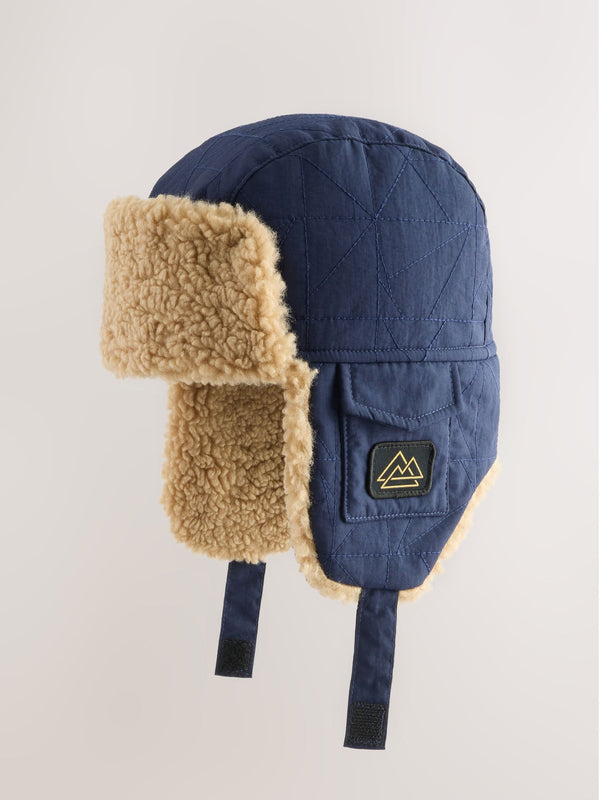 Navy Blue Quilted Trapper Hat (1-16yrs)