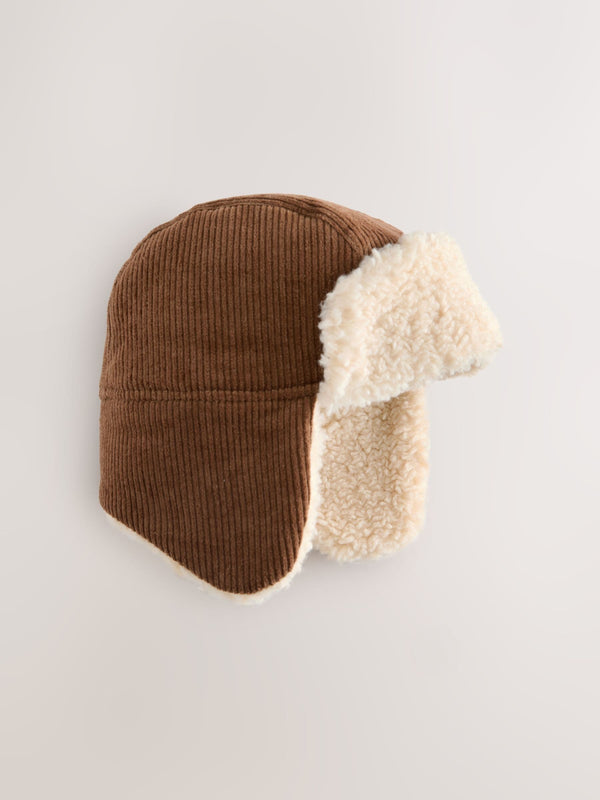 Rust Red Corduroy Trapper Hat (3mths-10yrs)