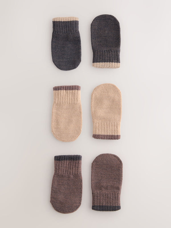 Beige/Brown Magic Mittens Gloves 3 Packs (3mths-6yrs)