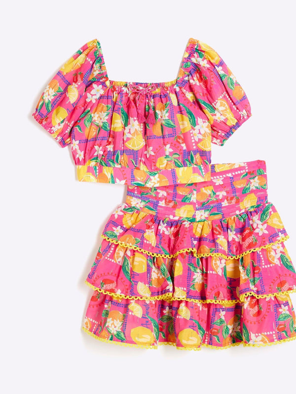 River Island Pink/Yellow Bandana Rara Skirt Set