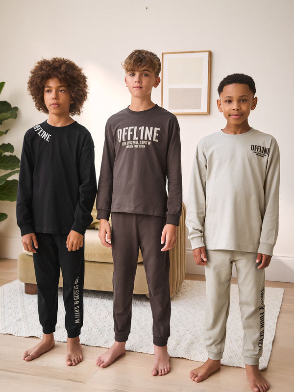 Black/Brown Short Leg Pyjamas 3 Pack (3-16yrs) (3-16yrs)