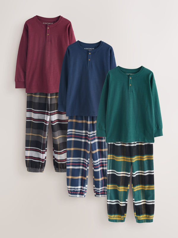 Multi Woven Check Pyjamas 3 Pack (3-16yrs)