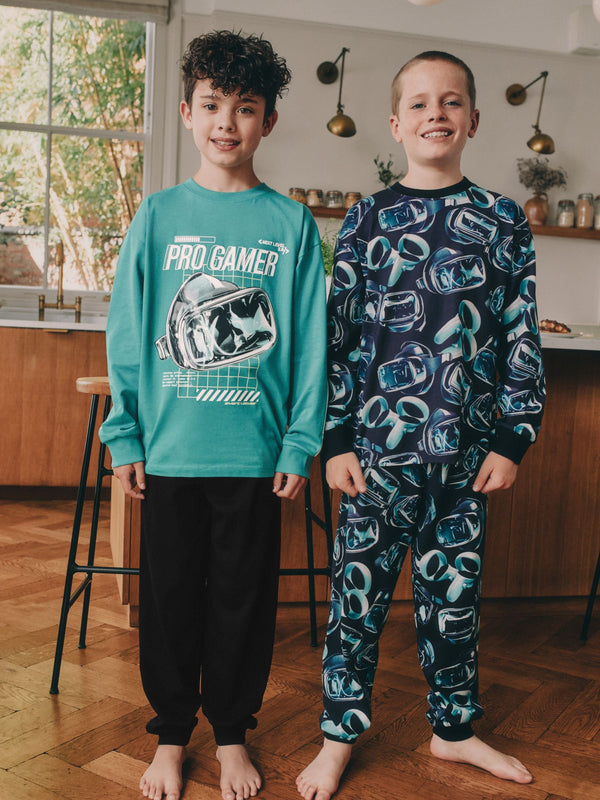 Green/Black Pro Gamer Long Sleeve Pyjamas 2 Pack (3-16yrs)