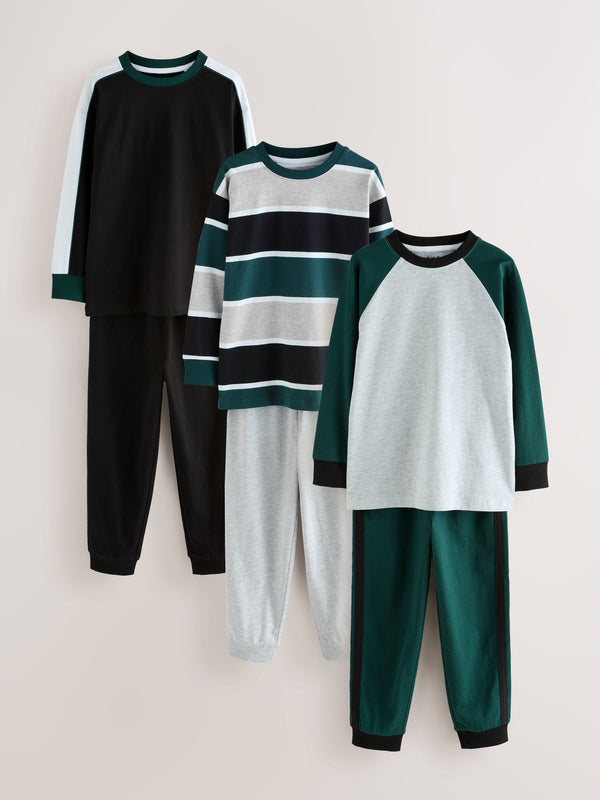 Green Long Sleeve Pyjamas 3 Pack (3-16yrs)