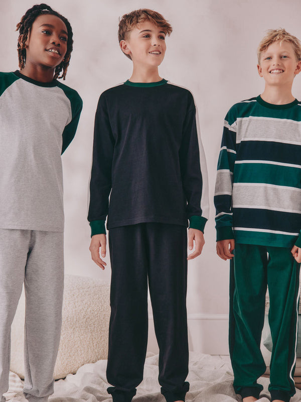 Green Long Sleeve Pyjamas 3 Pack (3-16yrs)
