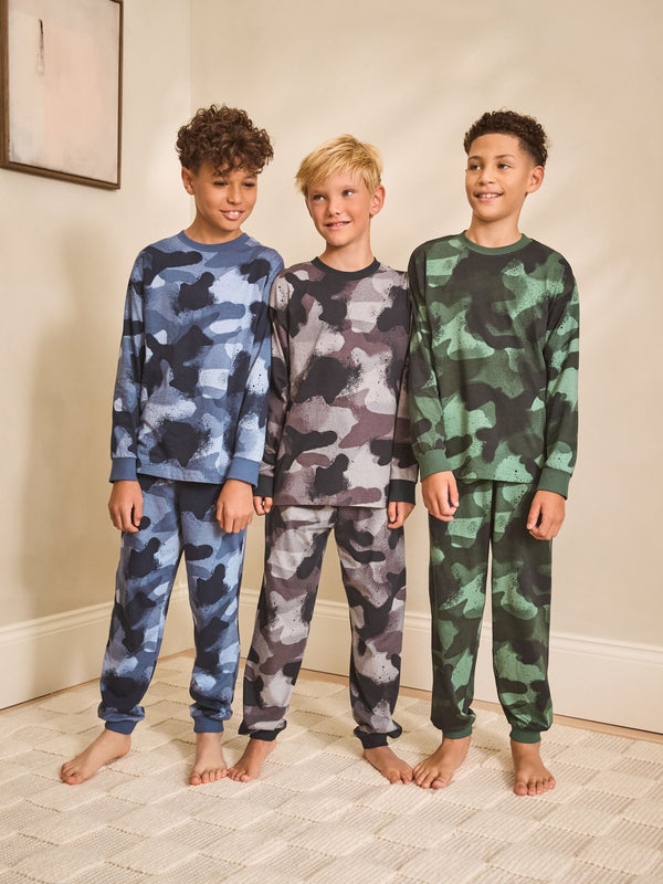 Multi Camo Long Sleeve Pyjamas 3 Pack (3-16yrs)