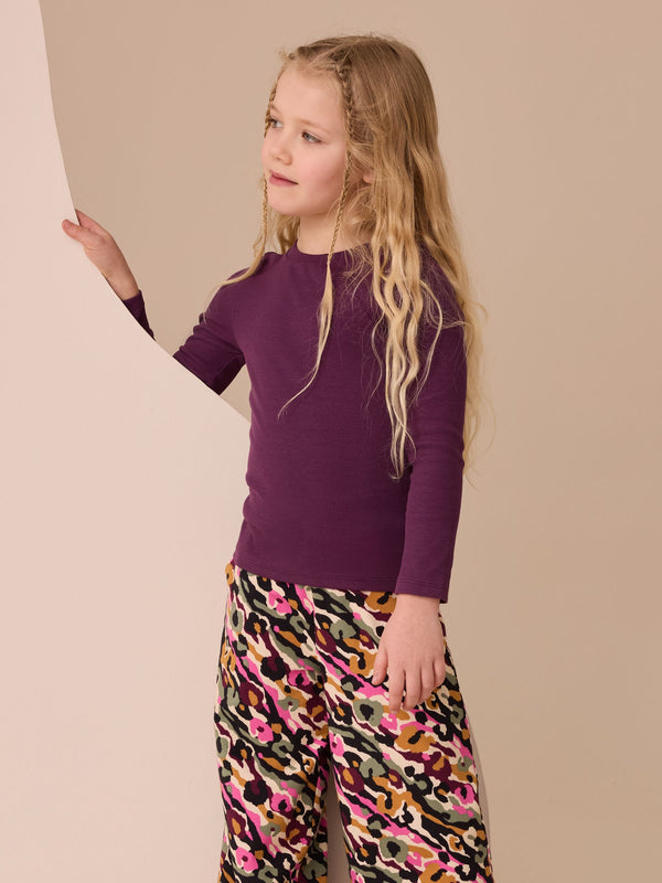 Purple Long Sleeve Ribbed Top (3-16yrs)