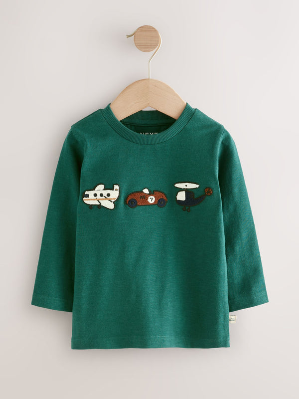 Green Transport Long Sleeve Appliqué T-Shirt (3mths-7yrs)