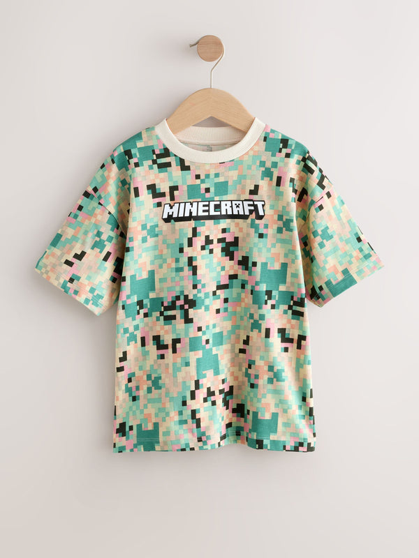 Green Digital Print Minecraft T-Shirt (3-16yrs)
