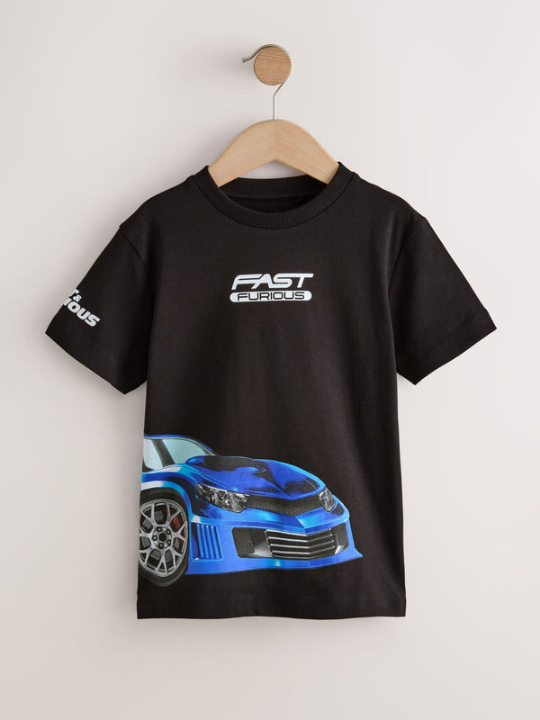Black Fast And Furious Short Sleeve T-Shirt (3-16yrs)
