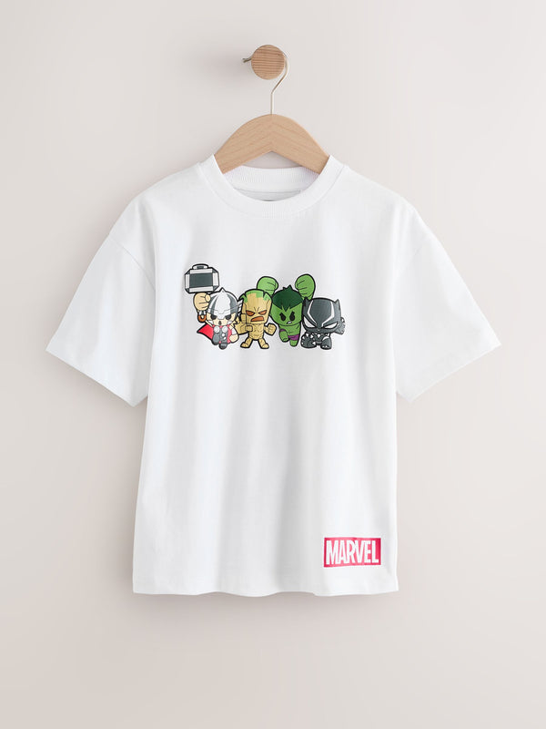 White Back Print Marvel Avengers Short Sleeve T-Shirt (3-16yrs)