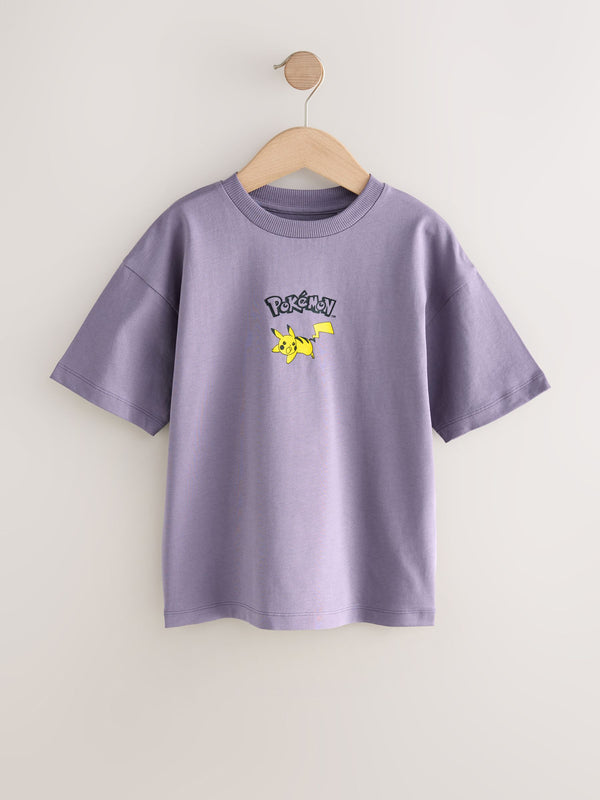 Purple Back Print Pokémon Short Sleeve T-Shirt (3-16yrs)