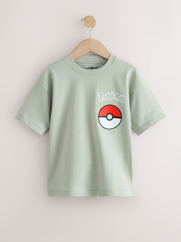 Grey Pokemon Multi Character Back Print T-Shirt (4-14yrs)