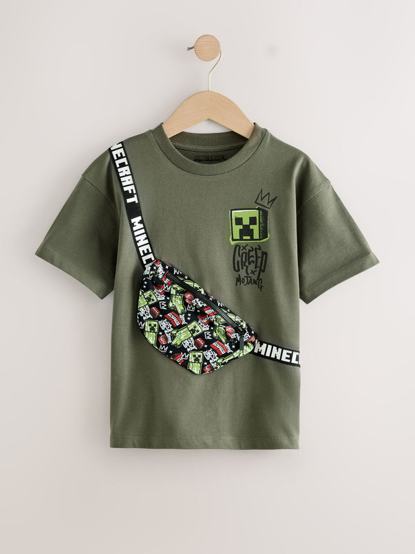 Khaki/Green Minecraft Bag T-Shirt (3-16yrs)