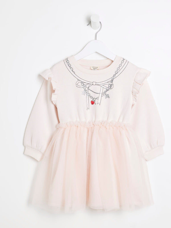 River Island Pink Girls Tutu Necklace Sweat Dress