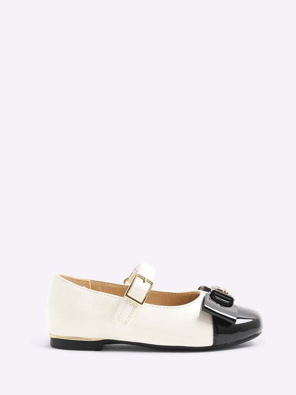 River Island Cream Mono Bow Ballet Shoes
