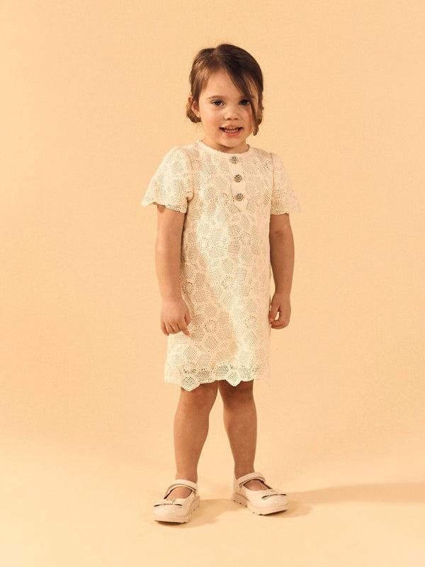 River Island Cream Lace Button Dress