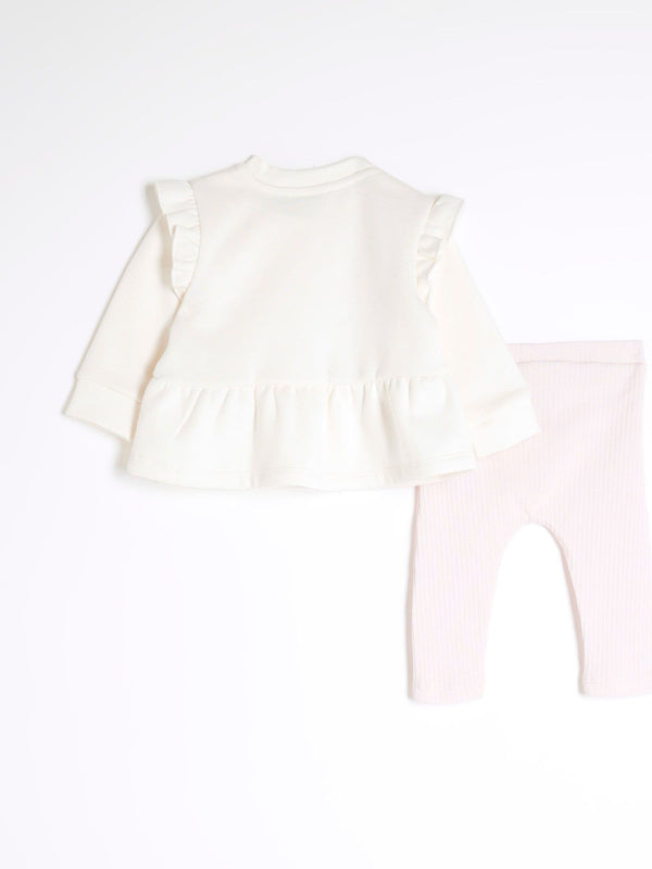 River Island Cream Peplum Sweater Set