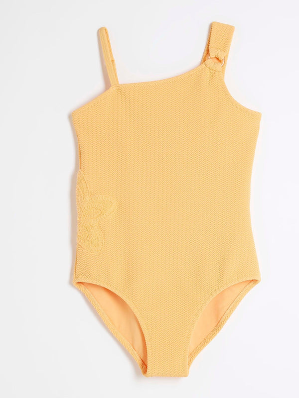 River Island Orange Crochet Side Asym Swimsuit