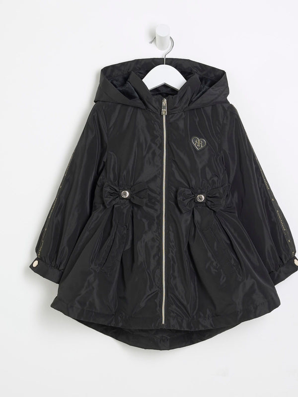 River Island Black Cinched Frill Raincoat