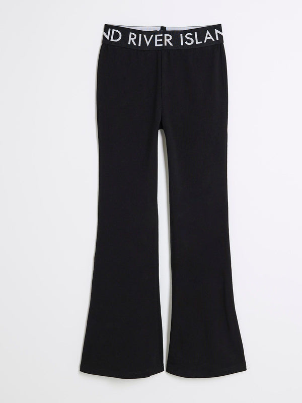 River Island Black Deep Waistband Kickflare Leggings